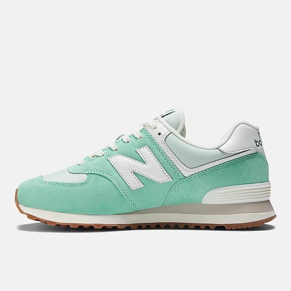 New Balance 574 Unisex Retro Running Shoes / Sneakers - Aqua Green / White - Picture 5 of 14